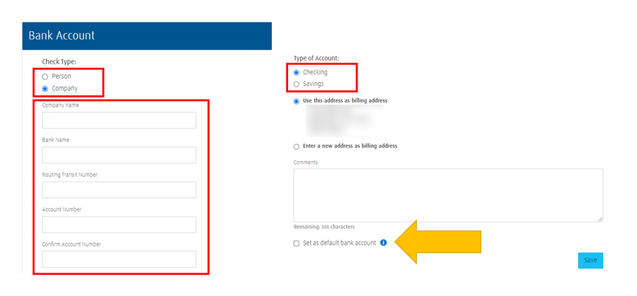 Bank account details